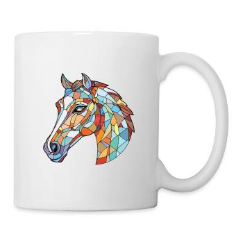 Pferd buntes Aquarell Tier Haustier Illustration - Tasse - Weiß - Rechts