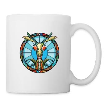 Gottesanbeterin Bunte Aquarell-Tier-Karikatur - Tasse - Weiß - Rechts