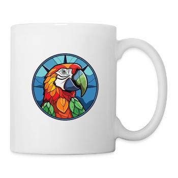 Papagei buntes Aquarell Tier Haustier Illustration - Tasse - Weiß - Rechts