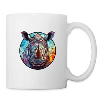 Nashorn buntes Aquarell Tier Haustier Illustration - Tasse - Weiß - Rechts