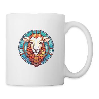 Schaf buntes Aquarell Tier Haustier Illustration - Tasse - Weiß - Rechts