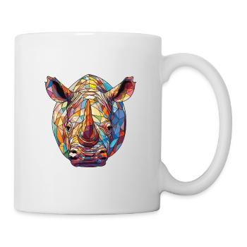 Rhinoceros Colorful Watercolor Animal Illustration - Mug - white - Right