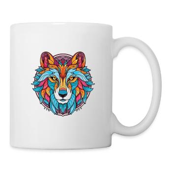 Wolf buntes Aquarell Tier Haustier Illustration - Tasse - Weiß - Rechts