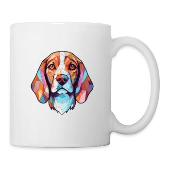 Beagle Hund Buntes Aquarell Tier Illustration - Tasse - Weiß - Rechts