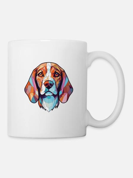 Beagle Hund Buntes Aquarell Tier Illustration - Tasse - Weiß
