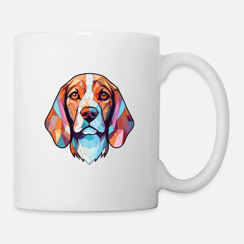 Beagle Hund Buntes Aquarell Tier Illustration - Tasse - Weiß
