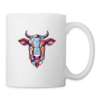 Kuh buntes Aquarell Tier Haustier Illustration - Tasse - Weiß - Rechts