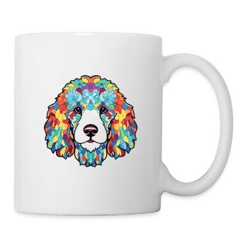 Pudel Hund Buntes Aquarell Tier Illustration - Tasse - Weiß - Rechts