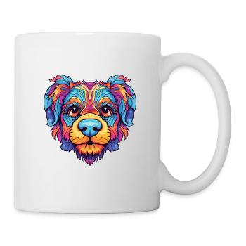 Bunter Hund Buntes Aquarell Tier Cartoon - Tasse - Weiß - Rechts