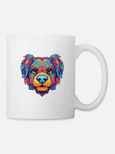 Colorful Dog Colorful Watercolor Animal Cartoon - Mug - white