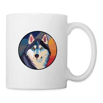 Husky-Hund Bunte Aquarell-Tier-Illustration - Tasse - Weiß - Rechts