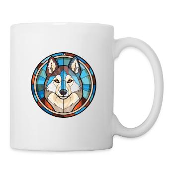 Husky-Hund Bunte Aquarell-Tier-Illustration - Tasse - Weiß - Rechts