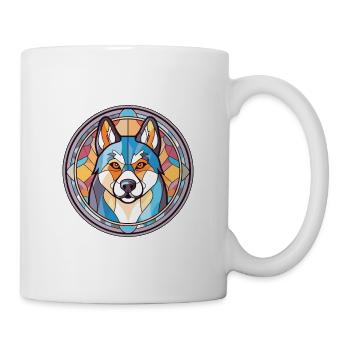 Husky-Hund Bunte Aquarell-Tier-Illustration - Tasse - Weiß - Rechts