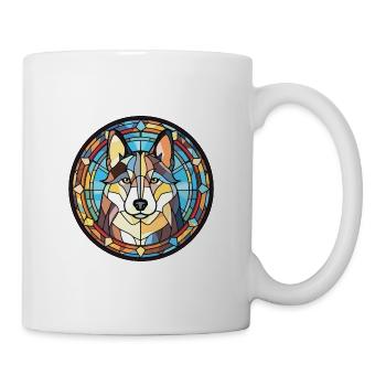 Husky-Hund Bunte Aquarell-Tier-Illustration - Tasse - Weiß - Rechts