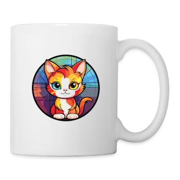 Chaton bébé chat coloré aquarelle Animal Cartoon - Mug blanc - blanc - Droite