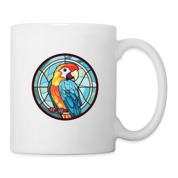 Papagei buntes Aquarell Tier Haustier Illustration - Tasse - Weiß - Rechts