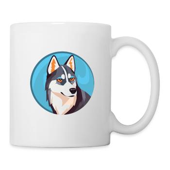 Husky-Hund Bunte Aquarell-Tier-Illustration - Tasse - Weiß - Rechts
