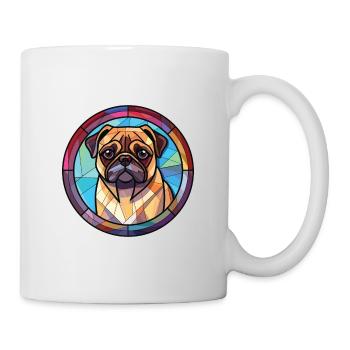 Mopshund bunte Aquarell-Tier-Illustration - Tasse - Weiß - Rechts