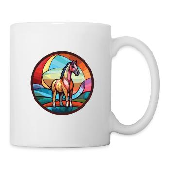 Pony buntes Aquarell Tier Haustier Illustration - Tasse - Weiß - Rechts