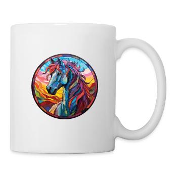Pferd buntes Aquarell Tier Haustier Illustration - Tasse - Weiß - Rechts