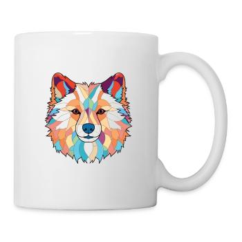 American Eskimo Dog Breed Watercolor Illustration - Mug - white - Right