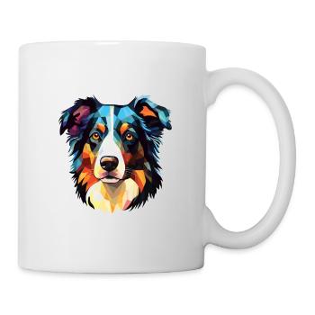 Border Collie Hunderasse Aquarell Illustration - Tasse - Weiß - Rechts