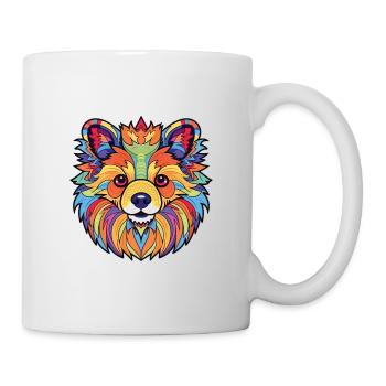 Pommersche Hunderasse Aquarell Glas Illustration - Tasse - Weiß - Rechts