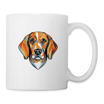 Aquarelle de chien Foxhound de Virginie noir et feu - Mug blanc - blanc - Droite