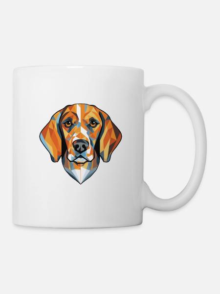 Aquarelle de chien Foxhound de Virginie noir et feu - Mug blanc - blanc