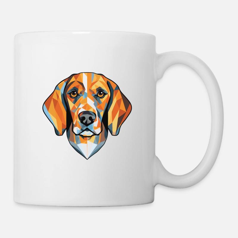 Aquarelle de chien Foxhound de Virginie noir et feu - Mug blanc - blanc