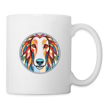Borzoi Dog Breed Colorful Watercolor Illustration - Mug - white - Right