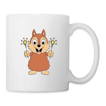 WUNDERKERZEN - NEUJAHR - SILVESTER - EICHHÖRNCHEN - Tasse - Weiß - Rechts