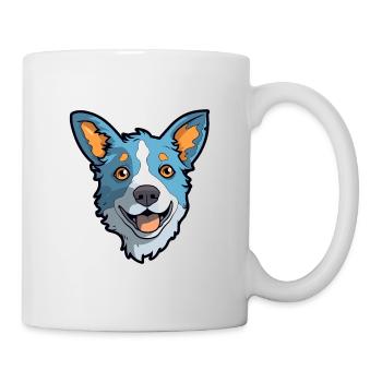 Blue Heeler Dog Breed Cartoon Kawaii Illustration - Mug - white - Right