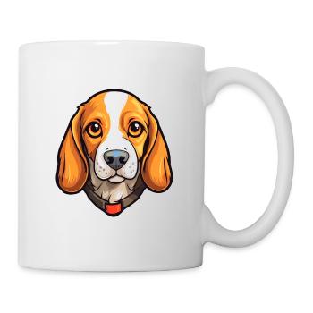Beagle Hunderasse Cartoon Kawaii Illustration - Tasse - Weiß - Rechts