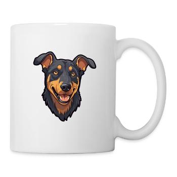 Beauceron Dog Breed Cartoon Kawaii Illustration - Mug - white - Right