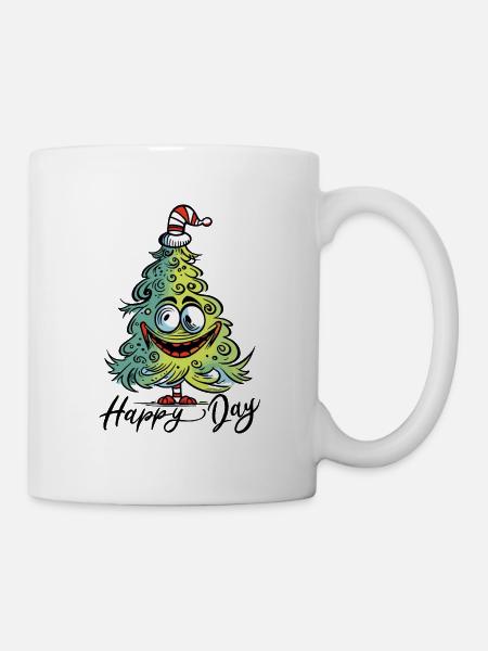 Lustiger Verrückter Weihnachtsbaum Weihnachten - Tasse - Weiß
