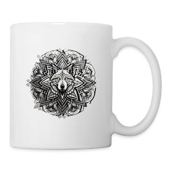 Wolf Mandala Indianer Design - Tasse - Weiß - Rechts