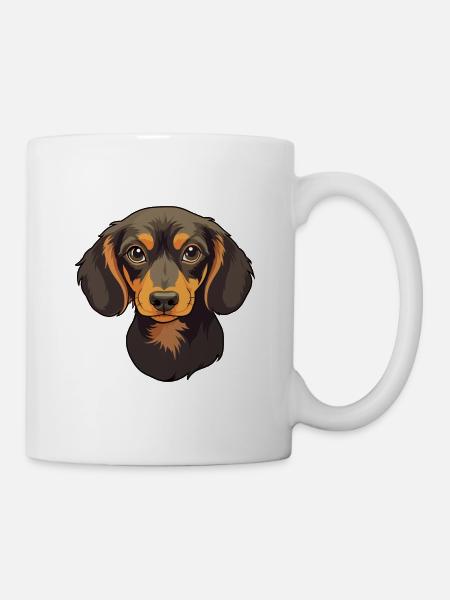Miniatur Dackel Hunderasse Cartoon Kawaii Illus - Tasse - Weiß