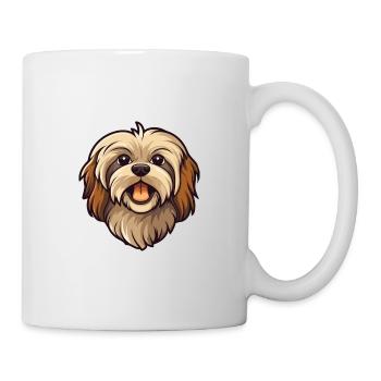 Lowchen Kleiner Löwe Hunderasse Cartoon Kawaii Illus - Tasse - Weiß - Rechts