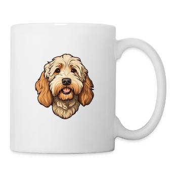 Labradoodle Dog Breed Cartoon Kawaii Illustration - Mug - white - Right