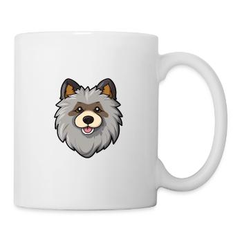 Keeshond Dog Breed Cartoon Kawaii Illustration - Mug - white - Right