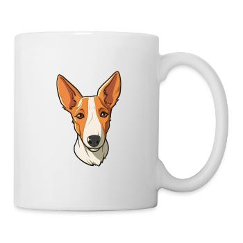 Ibizan Hound Dog Breed Cartoon Kawaii Illustration - Mug - white - Right