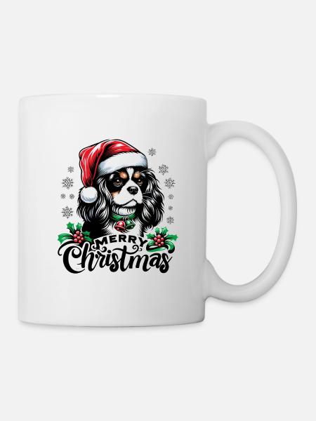 Festive Cavalier King Charles Design - Mug - white