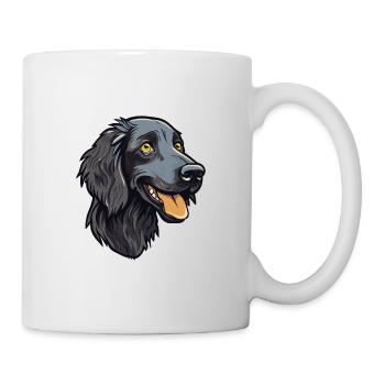 Retriever à poil plat race de chien dessin animé Kawaii Ill - Mug blanc - blanc - Droite