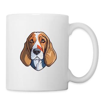Chien courant tricolore français race dessin animé Kawaii Ill - Mug blanc - blanc - Droite