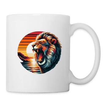 Brüllender Löwe: Epischer Sonnenuntergang - Tasse - Weiß - Rechts