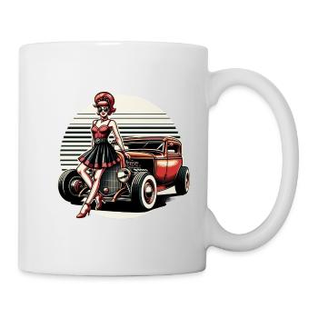 Rockabella on the Hotrod: Retro Comic - Mug - white - Right