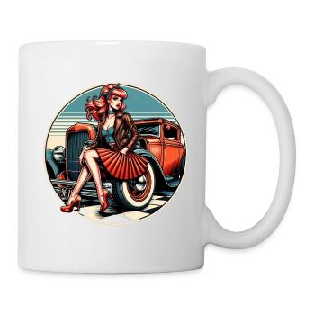 Rothaarige Schönheit und Hotrod - Tasse - Weiß - Rechts