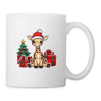 Cute baby giraffe with santa hat - Mug - white - Right