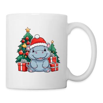 Niedliches Baby Nilpferd mit Weihnachtsmütze - Tasse - Weiß - Rechts
